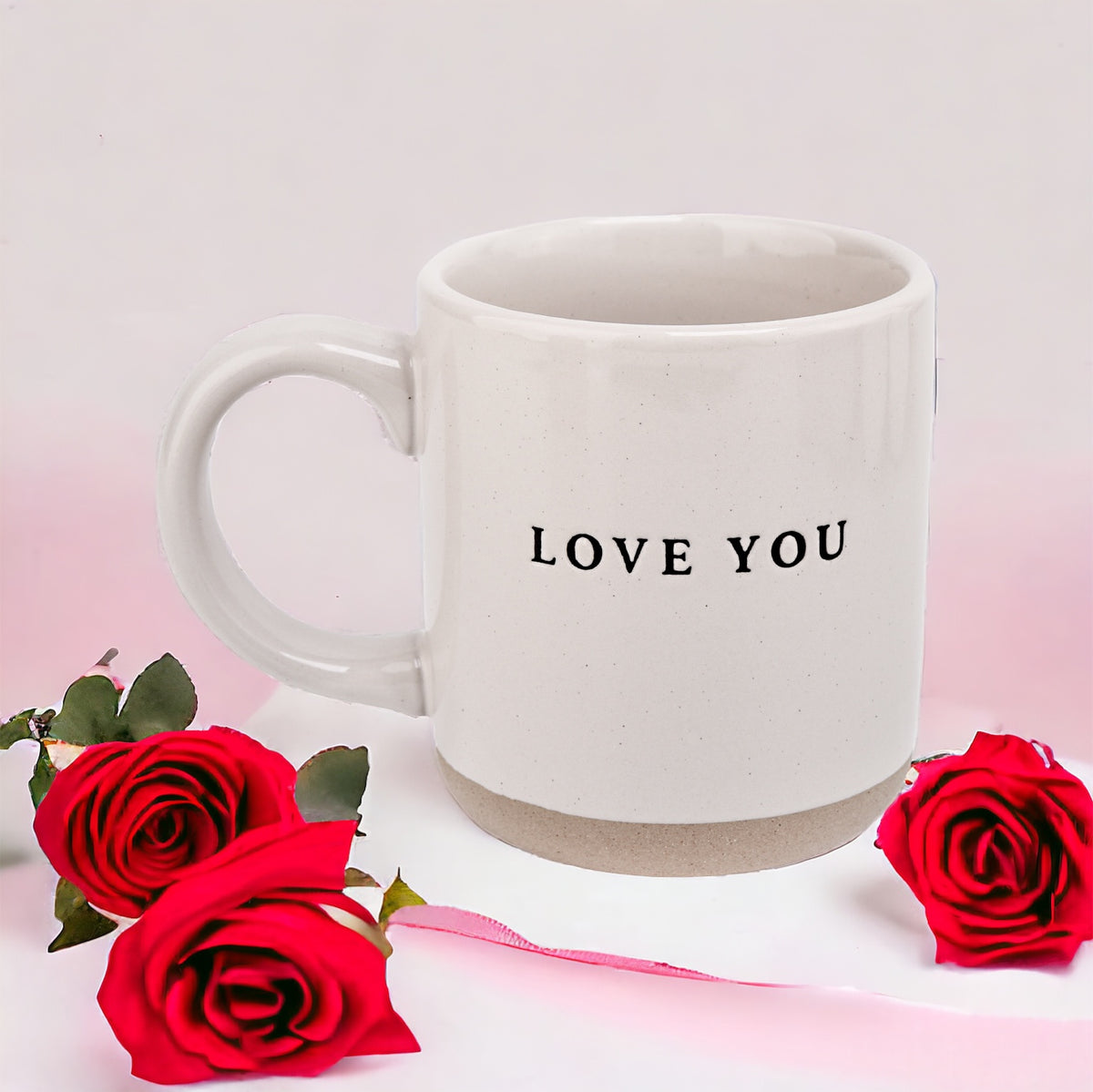 Love You - Cream Stoneware Coffee Mug - 14 oz