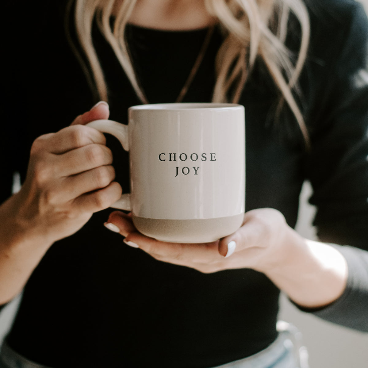 Choose Joy - Cream Stoneware Coffee Mug - 14 oz
