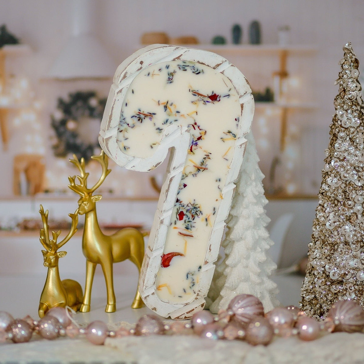 Candy Cane Dough Bowl Candle