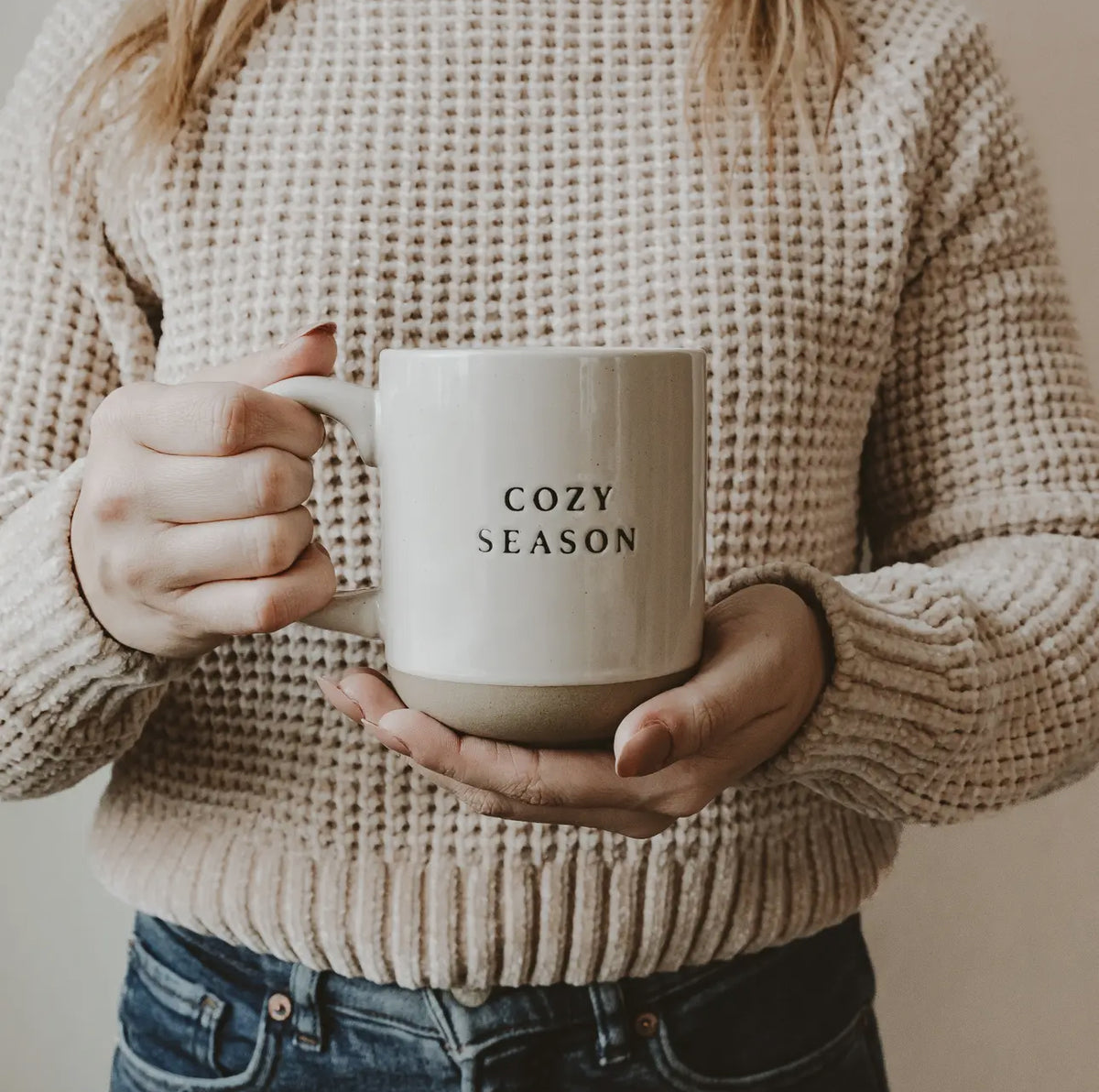 Cozy Season- Cream Stoneware Coffee Mug - 14 oz