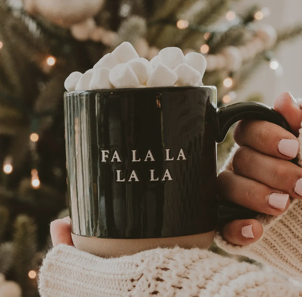 Fa la la Christmas Stoneware Coffee Mug - 14 oz