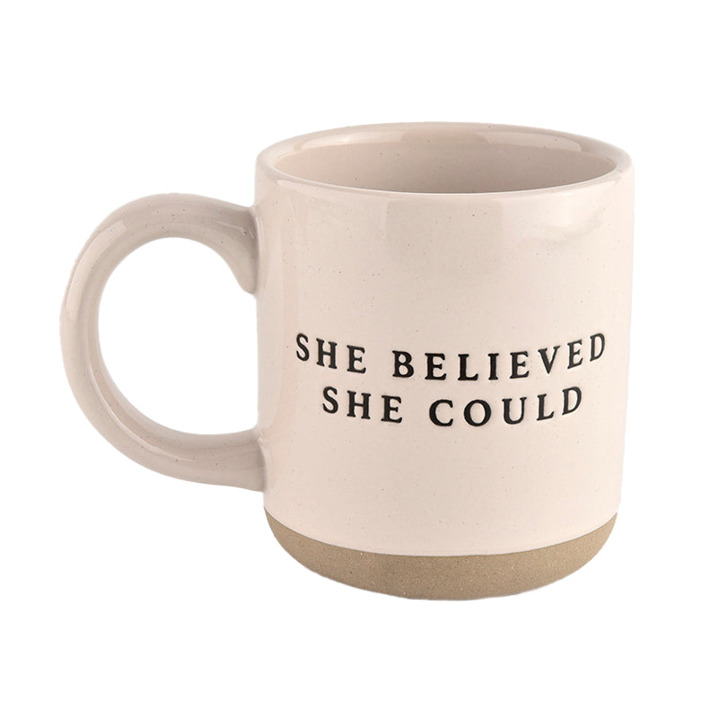 She Believed She Could - Cream Stoneware Coffee Mug - 14 oz